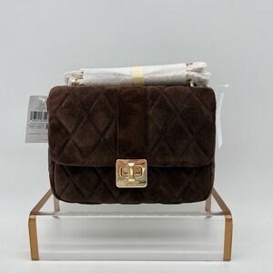 Kate Spade Carey Quilted Suede Small Flap Crossbody Hot Fudge Brown